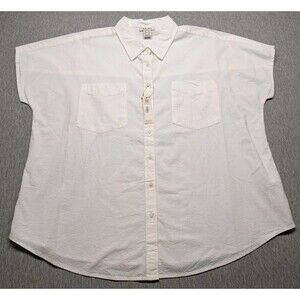 New Ariat Cloud Dancer Short Sleeve Top Size XXL Stripe Textured Cotton White